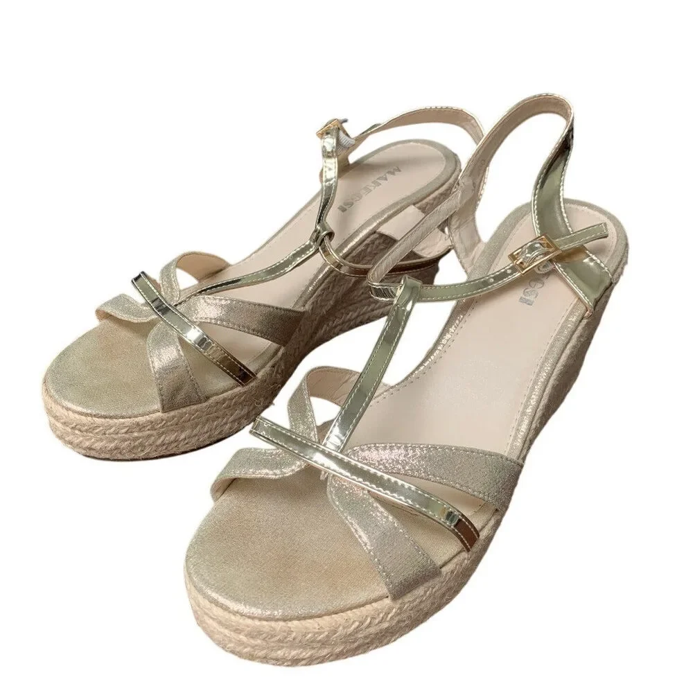 Makegsi Womens Size 10 Shiny Gold 4